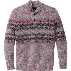 Golfy męskie: Sweter z plisą guzikową Regular Fit bonprix czerwony klonowy