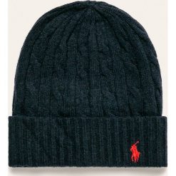 Polo Ralph Lauren - Czapka. Niebieskie czapki damskie Polo Ralph Lauren, na zimę, bez wzorów, z wełny. Za 299,90 zł.
