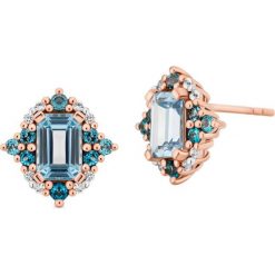 PROMOCJA Kolczyki Złote - złoto różowe 585, Blue topaz. Różowe kolczyki damskie marki W.KRUK, z topazem, złote. W wyprzedaży za 1390,00 zł.