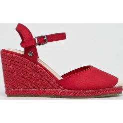 Big Star - Espadryle. Czerwone koturny damskie BIG STAR, bez wzorów, ze skóry, bez obcasa, na obcasie. W wyprzedaży za 79,90 zł.