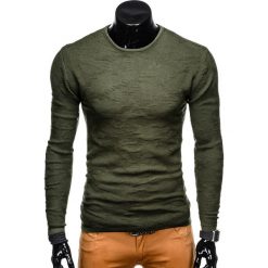 SWETER MĘSKI E115 - KHAKI. Czarne swetry klasyczne męskie marki Inny, m, z bawełny. Za 49,00 zł.