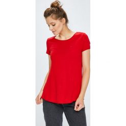 Tommy Jeans - Top. Różowe topy damskie Tommy Jeans, l, z bawełny, z okrągłym kołnierzem. Za 119,90 zł.