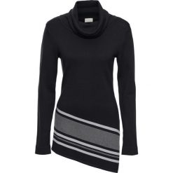 Sweter bonprix czarny. Czarne swetry damskie bonprix, w paski, bez rękawów. Za 99,99 zł.
