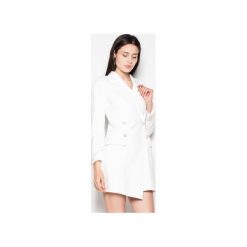 Sukienka VT082 Ecru. Brązowe sukienki damskie Venaton, na imprezę, s, bez wzorów, eleganckie, z klasycznym kołnierzykiem, bez rękawów. Za 159,00 zł.