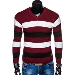 SWETER MĘSKI E144 - BORDOWY. Czarne swetry klasyczne męskie marki Inny, m, z bawełny. Za 59,00 zł.