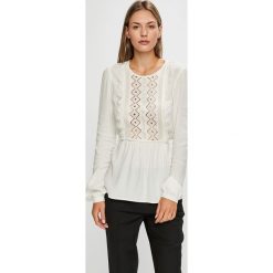 Pinko - Bluzka. Białe bluzki damskie Pinko, z haftami, z jedwabiu, casualowe, z okrągłym kołnierzem, z długim rękawem. W wyprzedaży za 449,90 zł.