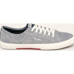Pepe Jeans - Tenisówki Aberman Smart Chambray. Niebieskie trampki męskie Pepe Jeans, bez wzorów, z jeansu, na sznurówki. W wyprzedaży za 199,90 zł.