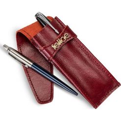 Skórzane damskie etui na długopisy, pióro Felice FA13 bordowe - bordowy. Czerwone etui damskie Felice, ze skóry. Za 39,99 zł.