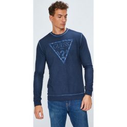Guess Jeans - Bluza. Szare bluzy męskie rozpinane Guess Jeans, l, z nadrukiem, z bawełny, bez kaptura. Za 369,90 zł.
