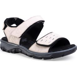 Sandały RIEKER - 68860-60 Beige. Brązowe klapki damskie Rieker, bez wzorów, ze skóry, bez obcasa. Za 269,00 zł.