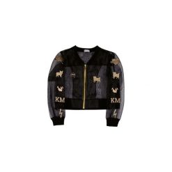 Bomber Haftowany. Czarne kurtki damskie marki Kozacki Mops, s, z haftami, z bawełny, krótkie, bez kaptura. Za 199,00 zł.