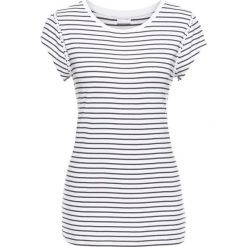 Shirt w paski, krótki rękaw bonprix biało-czarny w paski. Czarne koszulki damskie marki bonprix, w paski, z wiskozy, bez kołnierzyka, z krótkim rękawem. Za 59,99 zł.