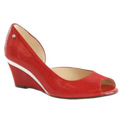 Buty ślubne damskie: Skórzane czółenka w kolorze czerwonym