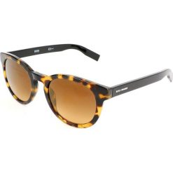 Męskie okulary przeciwsłoneczne w kolorze beżowo-czarno-brązowym. Pomarańczowe okulary przeciwsłoneczne męskie marki Hugo Boss Sunglasses, z tworzywa sztucznego, wakacyjne. W wyprzedaży za 193,95 zł.