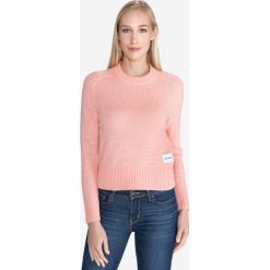 Calvin Klein Sweter Różowy Pomarańczowy. Różowe bluzy damskie Calvin Klein, l, bez wzorów, z wełny, bez rękawów, bez kaptura. Za 447,95 zł.