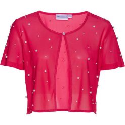 Bolerko siatkowe z perełkami bonprix różowy hibiskus. Różowe żakiety damskie bonprix, bez wzorów, bez rękawów. Za 79,99 zł.