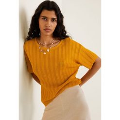 Mango - Sweter Petravu. Żółte swetry damskie Mango, s, bez wzorów, z elastanu, bez rękawów, bez kaptura. Za 79,90 zł.
