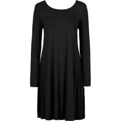 Sukienka shirtowa bonprix czarny. Czarne sukienki damskie marki bonprix, bez wzorów, z okrągłym kołnierzem, bez rękawów. Za 99,99 zł.