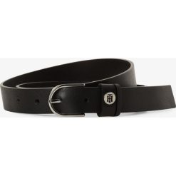 Tommy Hilfiger - Damski pasek skórzany, czarny. Czarne paski damskie TOMMY HILFIGER, w paski. Za 179,95 zł.