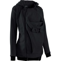 Bluza ciążowa z polaru, z wstawką niemowlęcą na nosidełko, na okres ciąży i po porodzie bonprix czarny. Czarne bluzy ciążowe marki bonprix, na jesień, z polaru. Za 129,99 zł.