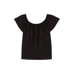 T-shirt damski. Czarne bluzki damskie Promod, uniwersalny, bez wzorów, z dzianiny, eleganckie, z falbankami. Za 59,90 zł.