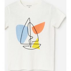Bawełniany t-shirt z aplikacją ze sznurka - Kremowy. Białe t-shirty męskie Reserved, m, z aplikacjami, z bawełny, bez kołnierzyka. Za 35,99 zł.
