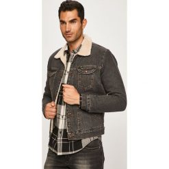 Wrangler - Kurtka jeansowa. Szare płaszcze męskie Wrangler, m, bez wzorów, z jeansu, krótkie, bez kaptura. W wyprzedaży za 449,90 zł.