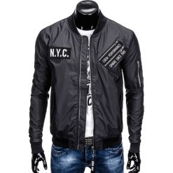 KURTKA MĘSKA PRZEJŚCIOWA BOMBERKA C349 - CZARNA. Czarne kurtki męskie bomber marki Ombre Clothing, m, z poliesteru. Za 99,00 zł.