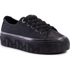 Sneakersy TOMMY HILFIGER - Tommy Sparkle Flatform Sneaker Gunemetal 0GQ. Czarne półbuty damskie TOMMY HILFIGER, z tworzywa sztucznego. Za 399,00 zł.