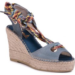 Espadryle VIDORRETA - Sandalia Atados 15275 Jeans. Niebieskie espadryle damskie Vidorreta, bez wzorów, z jeansu, bez obcasa, na obcasie. Za 389,00 zł.