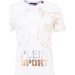 Plein Sport ROUND NECK Tshirt z nadrukiem white. Białe koszulki męskie Plein Sport, xs, z nadrukiem, z elastanu, sportowe, bez kołnierzyka, bez rękawów. Za 789,00 zł.