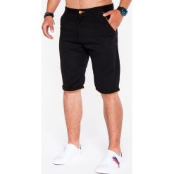 Krótkie spodenki męskie chino P520 - czarne. Czarne spodenki i szorty męskie Ombre Clothing, s, bez wzorów, eleganckie, krótkie. Za 39,00 zł.