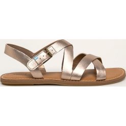 Toms - Sandały skórzane Sicily. Żółte klapki damskie Toms, bez wzorów, ze skóry, bez obcasa, na obcasie. W wyprzedaży za 229,90 zł.
