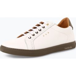 Pantofola d`Oro - Męskie tenisówki ze skóry – Napoli Brogue Uomo Low, biały. Białe trampki męskie Pantofola d`Oro, bez wzorów, ze skóry, eleganckie, bez zapięcia. Za 469,95 zł.