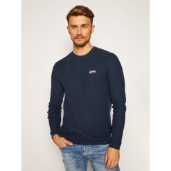 Sweter Tommy Jeans Corp Logo DM0DM09468. Niebieskie swetry męskie Tommy Jeans, xl, bez wzorów, z jeansu, klasyczne, z klasycznym kołnierzykiem, bez kaptura. Za 349,00 zł.