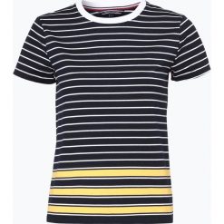 Tommy Hilfiger - T-shirt damski, niebieski. Niebieskie t-shirty damskie marki TOMMY HILFIGER, xl, w paski, prążkowane, z okrągłym kołnierzem. Za 169,95 zł.