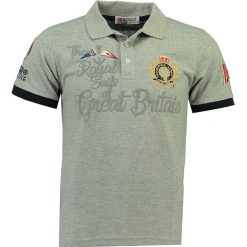 Koszulka polo w kolorze szarym. Szare koszulki męskie Geographical Norway Men, m, z nadrukiem, z bawełny, polo, bez rękawów. W wyprzedaży za 120,95 zł.