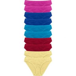 Figi (10 par) bonprix kolorowy-fuksja. Różowe majtki damskie bonprix, bez wzorów. Za 69,90 zł.