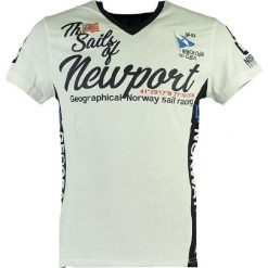 Koszulka "Jayport" w kolorze białym. Białe koszulki męskie Geographical Norway Men, s, z nadrukiem, z bawełny, bez kołnierzyka, bez rękawów. W wyprzedaży za 55,95 zł.