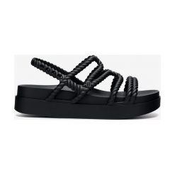 Melissa Dance + Salinas Sandały Czarny. Czarne koturny damskie Melissa, w paski, z materiału, bez obcasa, na koturnie, z paskami. Za 388,95 zł.