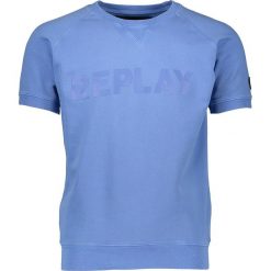 Bluza w kolorze niebieskim. Niebieskie bluzy męskie Replay, m, z nadrukiem, z bawełny, z okrągłym kołnierzem, bez rękawów, bez kaptura. W wyprzedaży za 129,95 zł.