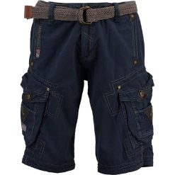 Bermudy "Parapente" w kolorze granatowym. Niebieskie spodenki i szorty męskie Geographical Norway Men, s, w paski, ze skóry. W wyprzedaży za 128,95 zł.