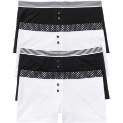 Bokserki (4 pary) bonprix czarno-biały. Czarne majtki damskie bonprix, w paski. Za 59,96 zł.