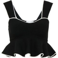 Club Monaco NURU TIPPED Top black/white. Czarne bluzki damskie marki Club Monaco, bez wzorów, z poliesteru, bez kołnierzyka, bez rękawów. Za 629,00 zł.