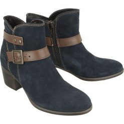 TAMARIS 25010-21 833 navy/espresso, botki damskie. Brązowe botki damskie Tamaris, ze skóry, bez obcasa, na obcasie, na zamek. W wyprzedaży za 206,90 zł.