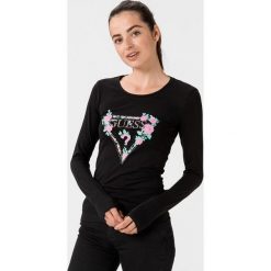 Guess Vilma Koszulka Czarny. Czarne koszulki damskie Guess, m, z nadrukiem, z elastanu, bez kołnierzyka, z długim rękawem. Za 206,95 zł.