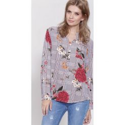 Bluzki damskie: Bordowa Bluzka Flowers Lines