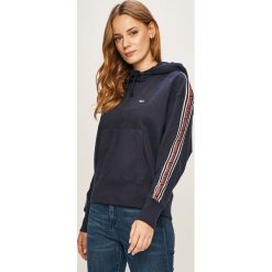 Tommy Jeans - Bluza. Niebieskie bluzy damskie Tommy Jeans, s, z aplikacjami, z elastanu, bez rękawów, z kapturem. W wyprzedaży za 269,90 zł.