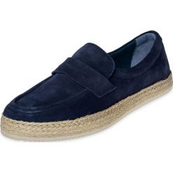 Trampki i Espadryle Trussardi Jeans. Niebieskie espadryle męskie Trussardi Jeans, bez wzorów, z jeansu. Za 510,00 zł.