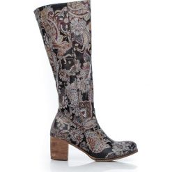 Wsuwane kozaki na słupku - skóra naturalna - model 154 - kolor boho. Szare kozaki damskie Zapato, do pracy, na lato, ze skóry, biznesowe, na wysokim obcasie, na obcasie, bez zapięcia. Za 499,00 zł.